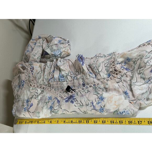 Express Top Womens Medium Pink Floral Crop Peplum Coquette Feminine Romantic - Picture 11 of 12